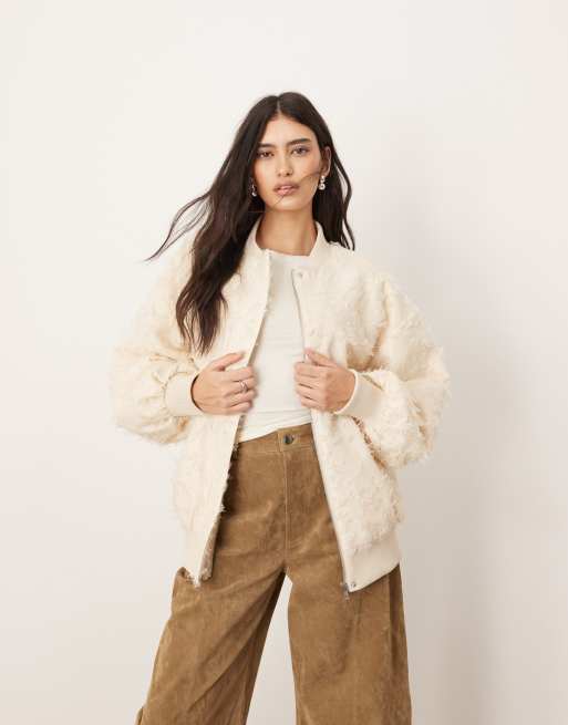 ARRANGE - Bomber testurizzato oversize color crema