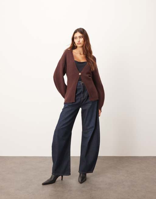 ARRANGE - Bordeaux cardigan med skulptureret talje og ovale ærmer, 2 af 4
