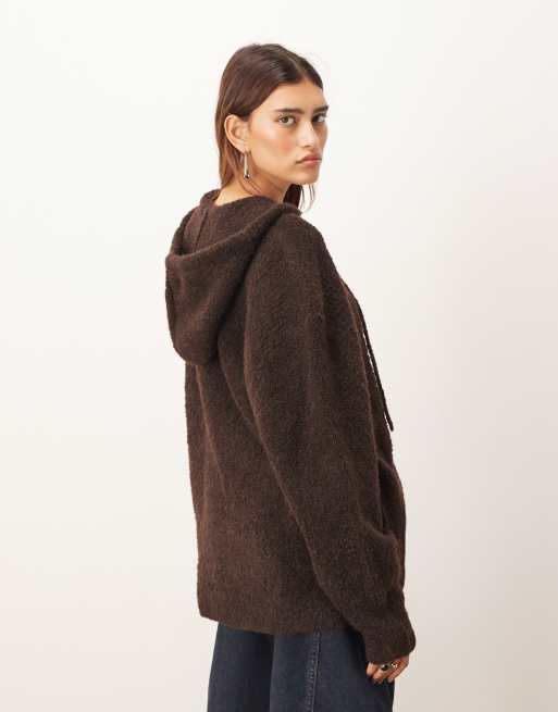 ARRANGE boucle hoodie in chocolate, 4 of 4