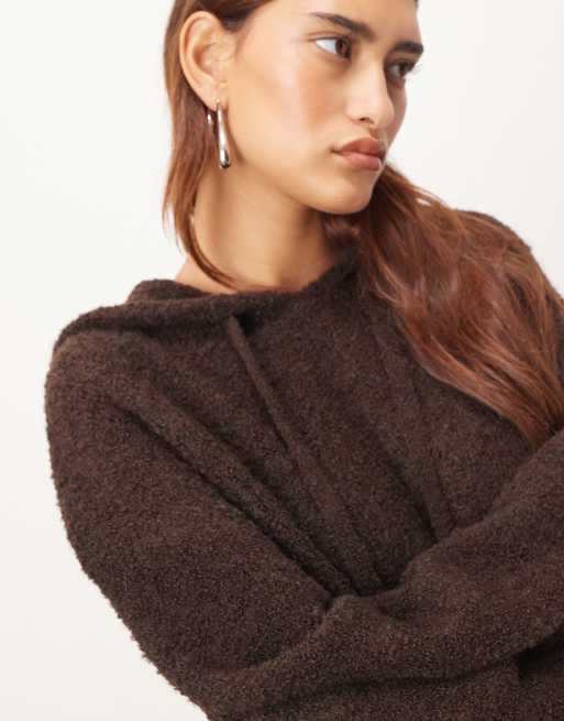 ARRANGE – Bouclé-Kapuzenpullover in Schokobraun, 3 von 4