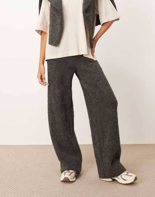 ARRANGE boucle knit straight leg pants in charcoal (part of a set), 2 of 5