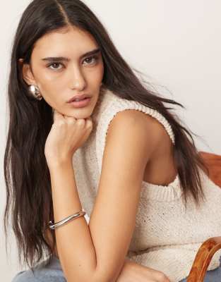 Arrange Boucle Open Knit Longline Tank Top In White