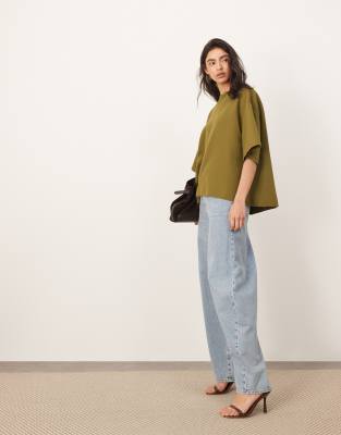 Arrange Boxy Seamed Top With Tie Back Detail