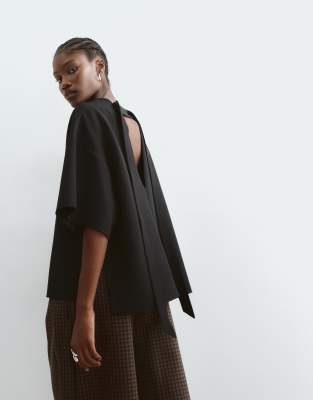 Arrange Boxy Top With Open Back In Black