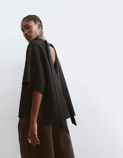 ARRANGE boxy top with open back in black - view 1