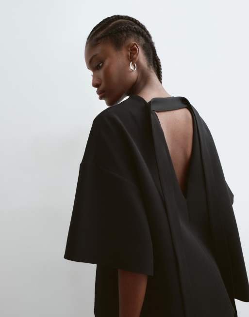 ARRANGE boxy top with open back in black, 3 of 5
