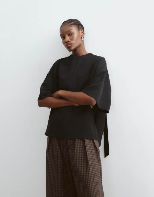 ARRANGE boxy top with open back in black, 4 of 5