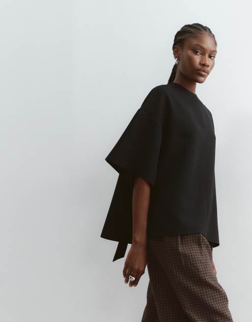 ARRANGE boxy top with open back in black, 5 of 5