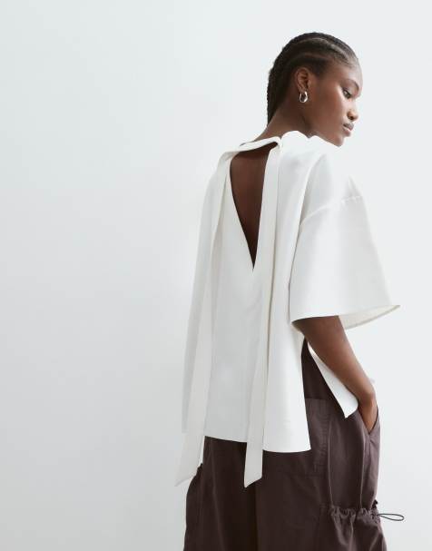 ARRANGE boxy top with open back in ivory - view 1
