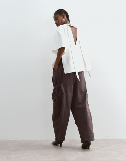 ARRANGE boxy top with open back in ivory, 2 of 5