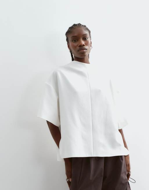 ARRANGE boxy top with open back in ivory, 3 of 5