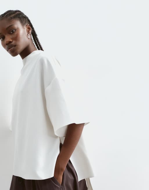 ARRANGE boxy top with open back in ivory, 4 of 5