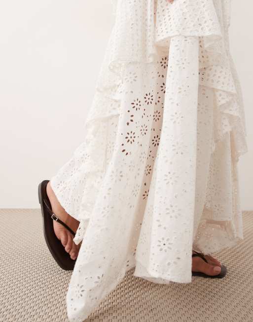 chinese dress ladies White Broderie Anglaise Maxi Dress  Liquorish Online