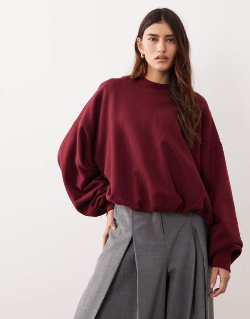 ARRANGE bubble hem sweatshirt in black cherry, 2 of 4