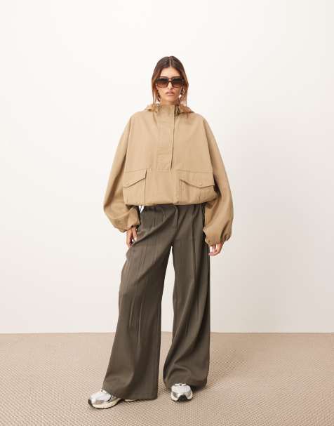 ARRANGE bubble hem windbreaker jacket in stone - view 1