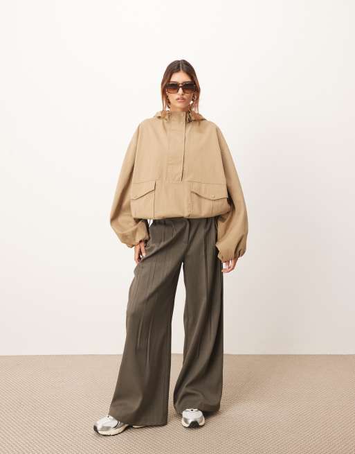 ARRANGE - Veste coupe-vent à ourlet boule - Taupe