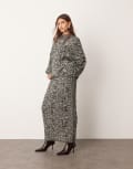 [ARRANGE] ARRANGE cable knit column midi skirt in mono-Black M Black/white