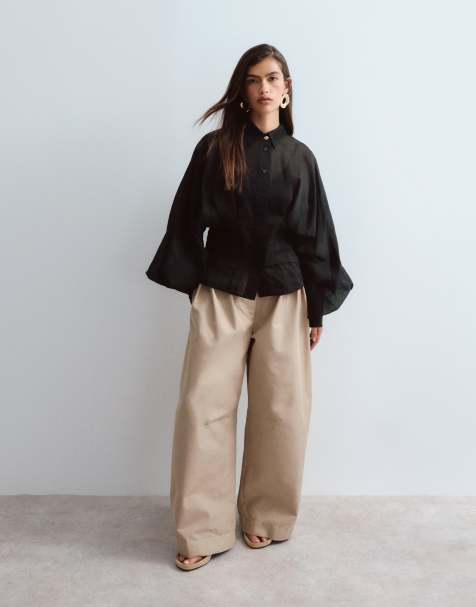 ARRANGE - camisa de organza estructurada negra premium - view 1