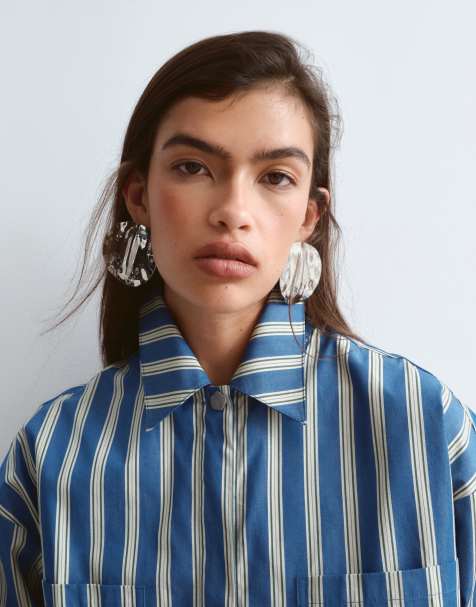 ARRANGE - camisa extragrande premium a rayas azules - view 1
