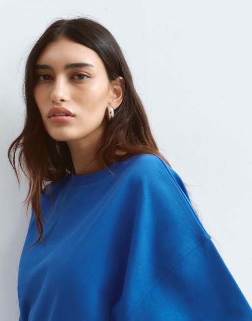 ARRANGE - camiseta extragrande premium de tejido grueso en azul, 2 de 4
