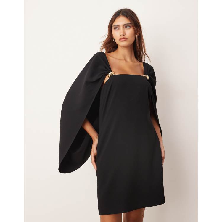 ARRANGE cape sleeve mini shift dress with metal trim