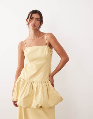 Caraco d'ensemble long avec ourlet boule - Babeurre ton sur ton-Jaune 40