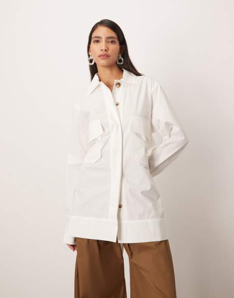 ARRANGE cargo pocket tie back shirt in white - view 1