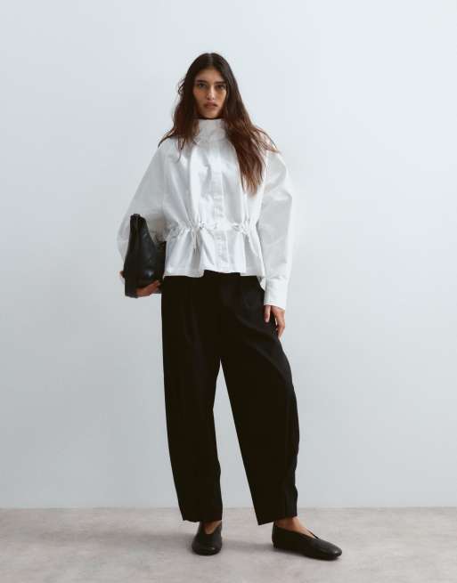 ARRANGE chemise à col cheminée avec canal tombant en blanc, 3 de 4