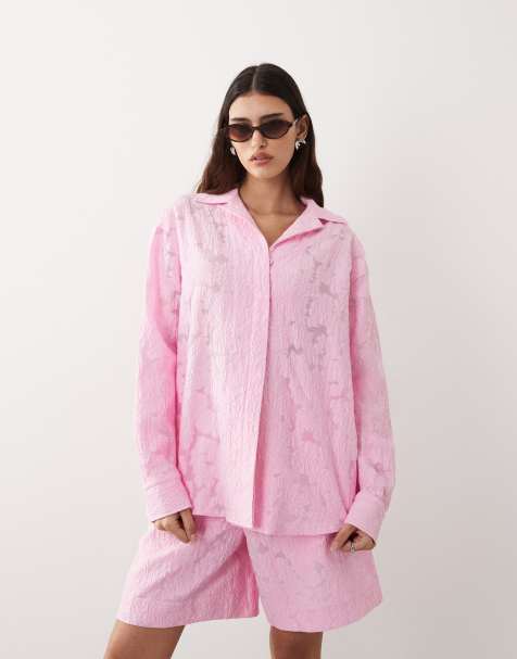 ARRANGE - Chemise d'ensemble oversize en jacquard fleuri - Rose - view 1