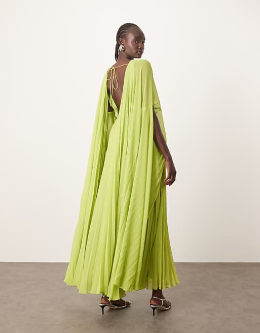 long sleeve long green dress Party Dresses Dark V-Neck Sleeves Sheer Prom Maxi The high ARRANGE - Maxi Dress -