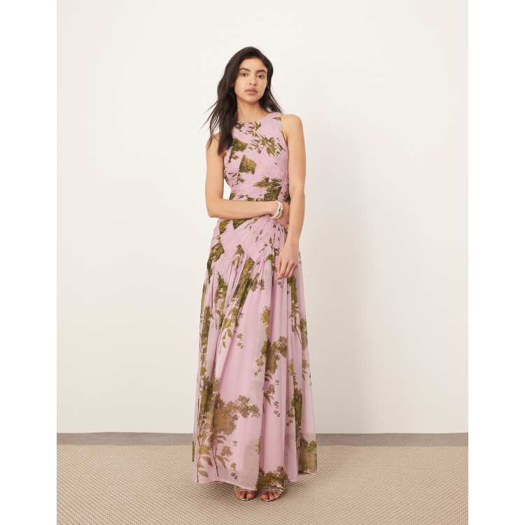 ワンピース Floral Cut-Out Long Dress-french lilac/M ワンピース Floral Cut-Out Long Dress-french lilac/M