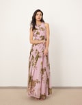 [ARRANGE] ARRANGE chiffon ruched panel dropped waist volume maxi dress in chartreuse lilac print-Multi 12 Chartreuse floral