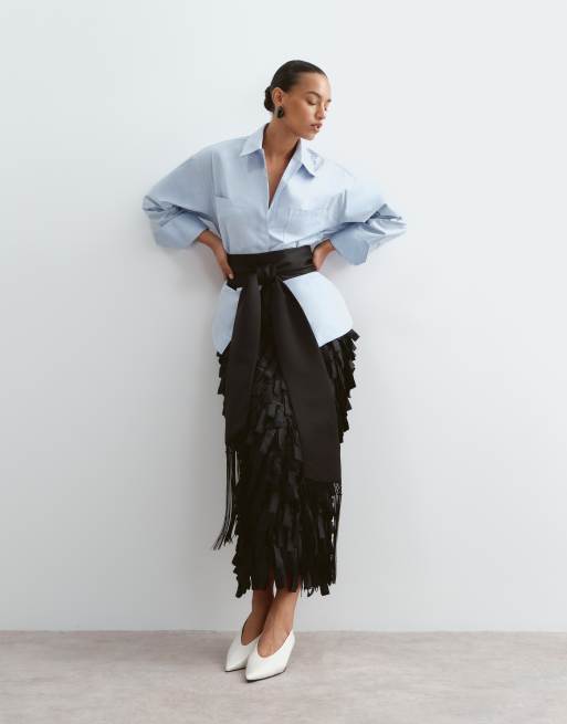ARRANGE chunky belt with fringe in black, 3 of 5