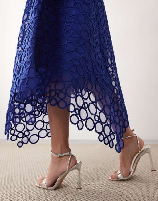 ARRANGE circle embroidered full maxi skirt in blue , 2 of 5