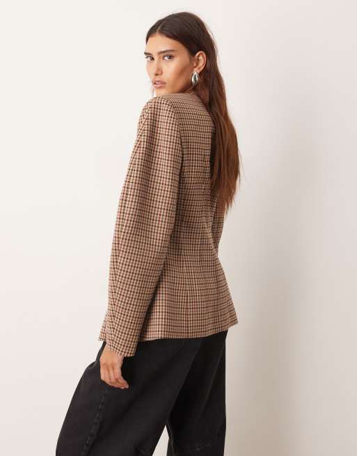 ARRANGE clean collarless sculpted blazer in micro check