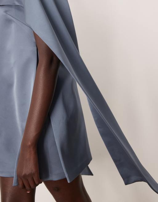 ARRANGE clean scarf neck structured mini shift dress in dusky blue