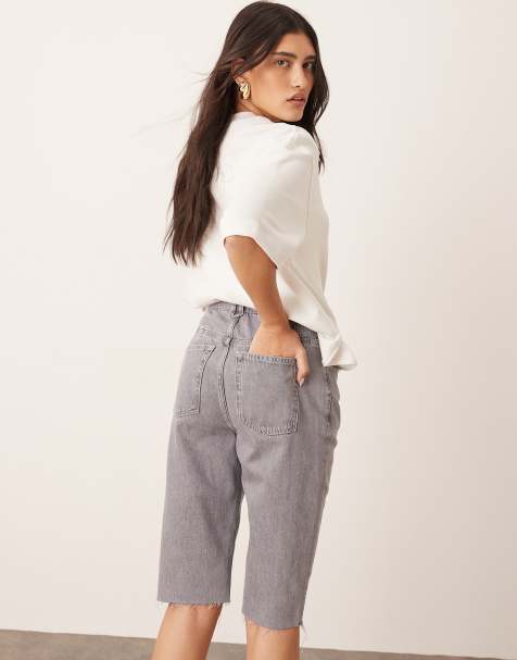 Shorts Vita Alta Estate Pantaloncini Jeans Donna Vita Alta - Denim Stretch Strappato Con Orlo Arrotolato Shorts Orlo Arrotolato - Foto 6