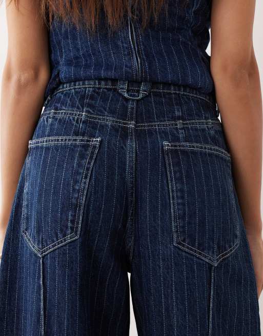 ARRANGE – Clover – Blåtvättade jeans med randigt mönster och dekorativ söm framtill, 4 av 5