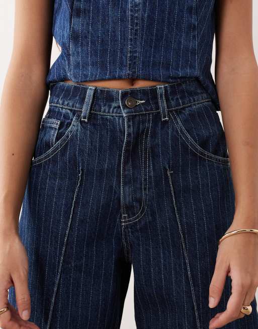 ARRANGE – Clover – Blåtvättade jeans med randigt mönster och dekorativ söm framtill, 5 av 5