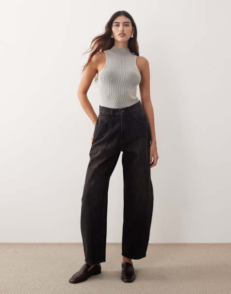 ARRANGE - Clover - Jeans i forvasket sort med sømdetaljer foran - view 1