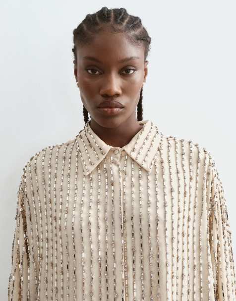 ARRANGE co-ord camicia oversize decorata in argento - view 1