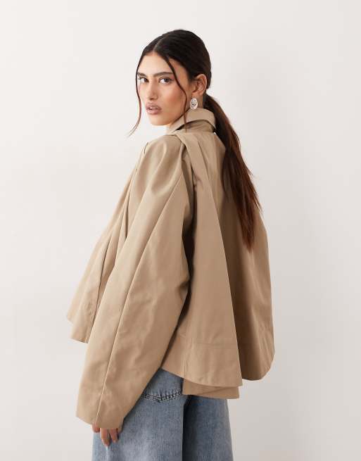 ARRANGE co-ord cropped trench coat in tan, 2 of 4