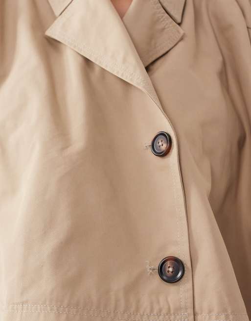 ARRANGE co-ord cropped trench coat in tan, 3 of 4
