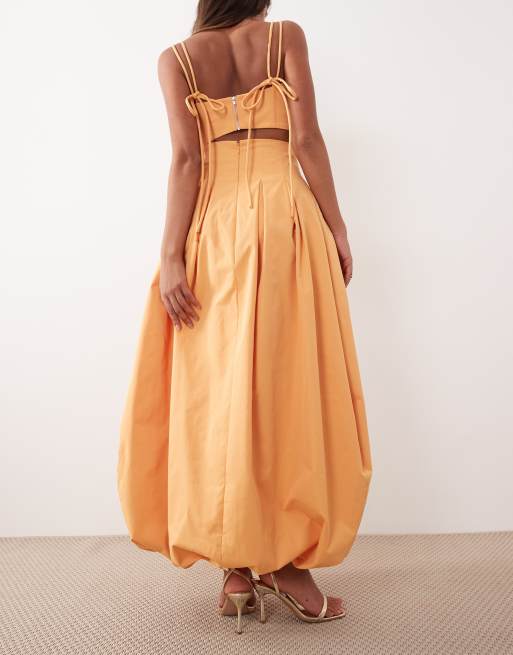 ARRANGE co-ord high waisted bubble midi skirt in orange, 5 of 5