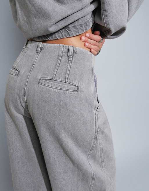 ARRANGE co-ord in denim a gamba larga lavaggio grigio, 3 di 5
