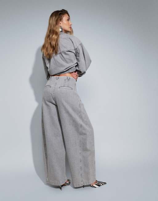 ARRANGE co-ord in denim a gamba larga lavaggio grigio, 5 di 5