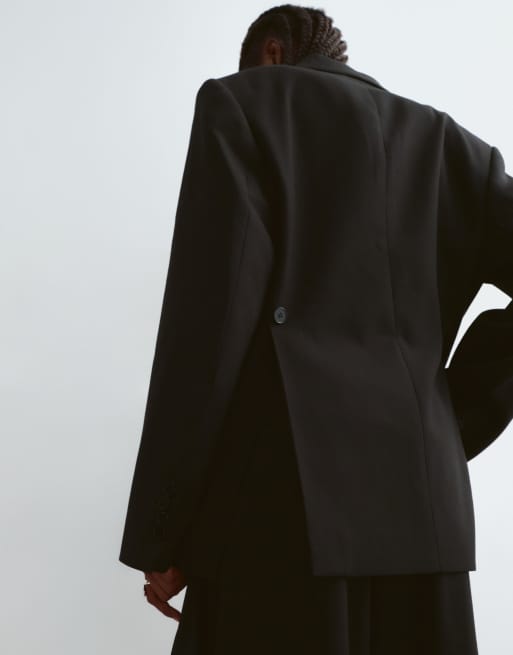 ARRANGE co-ord oversize con blazer e dettaglio drappeggiato removibile nero, 5 di 5