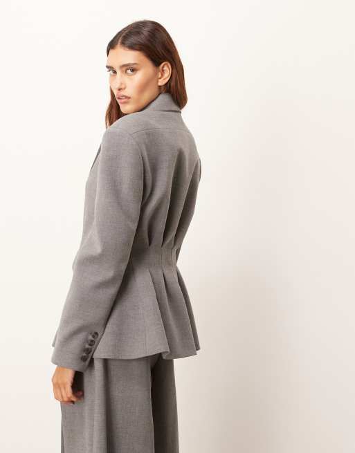 ARRANGE co-ord premium tailored blazer with cinched waist in grey - GREY, 3 of 4