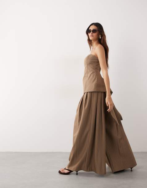 ARRANGE co-ord wide leg trousers in chocolate stripe - view 1