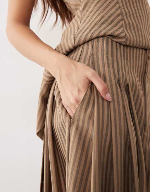 ARRANGE co-ord wide leg trousers in chocolate stripe, 4 of 5